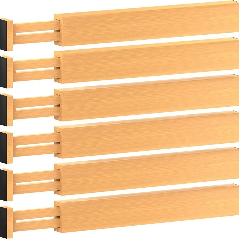 Large Kitchen Drawer Organizer - Expandable Bamboo Drawer Dividers 17" - 21.5"